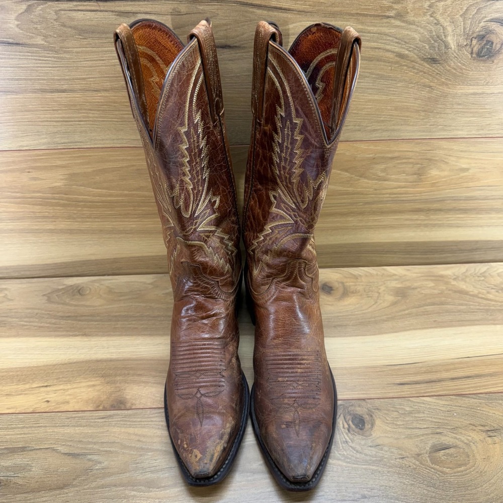 Lucchese 1883 Brown Leather Snip Toe Mens 8.5 D Western Cowboy Rodeo Ranch - Picture 5 of 12